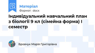 Індивідуальний навчальний план  з біології 9 кл (сімейна форма) І семестр