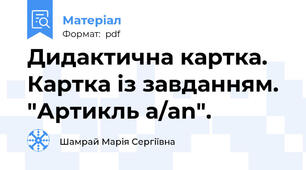 Дидактична картка. Картка із завданням. "Артикль a/an".