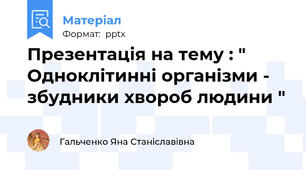 Презентація на тему : " Одноклітинні організми - збудники хвороб людини "