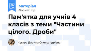 Пам'ятка для учнів 4 класів з теми "Частини цілого. Дроби"