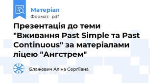 Презентація до теми "Вживання Past Simple та Past Continuous" за матеріалами ліцею "Ангстрем"