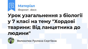 Урок узагальнення з біології у 7 класі на тему "Хордові тварини: Від ланцетника до людини"