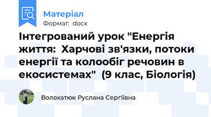 Інтегрований урок "Енергія життя:  Харчові зв'язки, потоки енергії та колообіг речовин в екосистемах"  (9 клас, Біологія)
