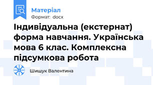 Індивідуальна (екстернат) форма навчання. Українська мова 6 клас. Комплексна підсумкова робота