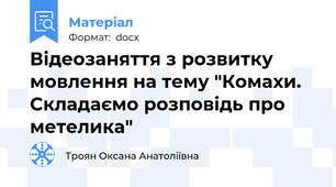 Відеозаняття з розвитку мовлення на тему "Комахи. Складаємо розповідь про метелика"