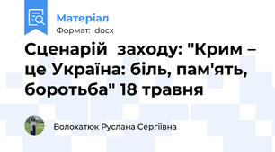Сценарій  заходу: "Крим – це Україна: біль, пам'ять, боротьба" 18 травня