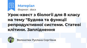 Урок-квест з біології для 8 класу на тему "Будова та функції репродуктивної системи. Статеві клітини. Запліднення