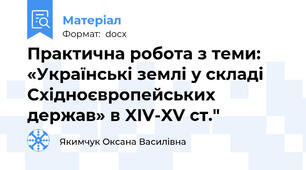 Практична робота з теми: «Українські землі у складі Східноєвропейських держав» в XIV-XV ст."