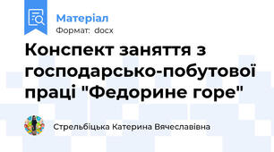 Конспект заняття з господарсько-побутової праці "Федорине горе"