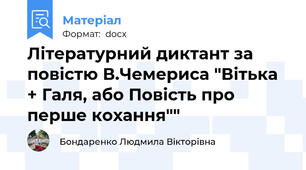 Літературний диктант за повістю В.Чемериса "Вітька + Галя, або Повість про перше кохання""