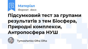 Підсумковий тест за групами результатів з тем Біосфера, Природні комплекси, Антропосфера НУШ