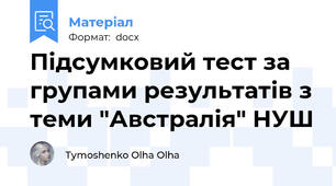 Підсумковий тест за групами результатів з теми "Австралія" НУШ