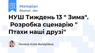НУШ Тиждень 13 " Зима".  Розробка сценарію " Птахи наші друзі"
