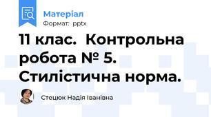 11 клас.  Контрольна робота № 5.     Стилістична норма.