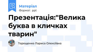 Презентація:"Велика буква в кличках тварин"