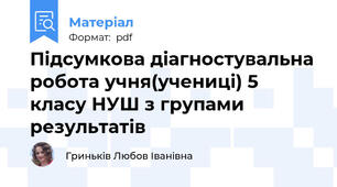 Підсумкова діагностувальна робота учня(учениці) 5 класу НУШ з групами результатів