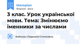 3 клас. Урок української мови. Тема: Змінюємо іменники за числами
