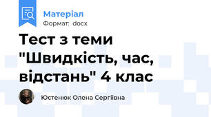 Тест з теми "Швидкість, час, відстань" 4 клас
