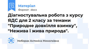 Діагностувальна робота з курсу ЯДС для 2 класу за темами "Природне довкілля взимку", "Нежива і жива природа".