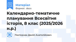 Календарно-тематичне планування Всесвітня історія, 8 клас (2025/2026 н.р.)
