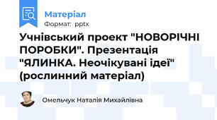 Учнівський проект "НОВОРІЧНІ ПОРОБКИ". Презентація "ЯЛИНКА. Неочікувані ідеї" (рослинний матеріал)