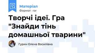 Творчі ідеї. Гра "Знайди тінь домашньої тварини"