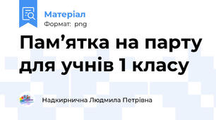Пам’ятка на парту для учнів 1 класу