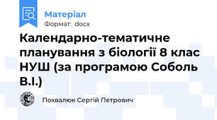 Календарно-тематичне планування з біології 8 клас НУШ (за програмою Соболь В.І.)