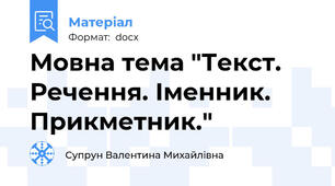 Мовна тема "Текст. Речення. Іменник. Прикметник."