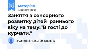Заняття з сенсорного розвитку дітей  раннього віку на тему:"В гості до курчати."