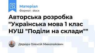 Авторська розробка "Українська мова 1 клас НУШ "Поділи на склади""