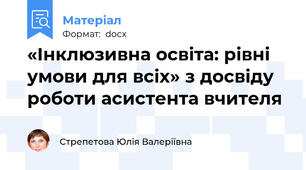 «Інклюзивна освіта: рівні умови для всіх» з досвіду роботи асистента вчителя