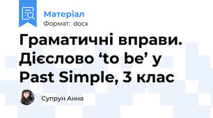 Граматичні вправи.  Дієслово ‘to be’ у Past Simple, 3 клас