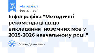 Інфографіка "Методичні рекомендаці щодо викладання іноземних мов у 2025-2026 навчальному році."