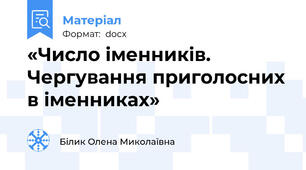 «Число іменників. Чергування приголосних в іменниках»