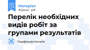 Перелік необхідних видів робіт за групами результатів