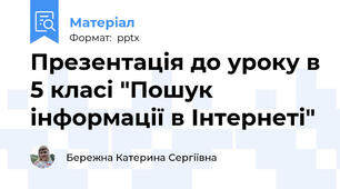 Презентація до уроку в 5 класі "Пошук інформації в Інтернеті"