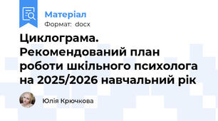 Циклограма. Рекомендований план роботи шкільного психолога  на 2025/2026 навчальний рік