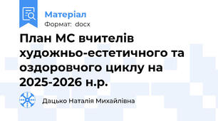 План МС вчителів художньо-естетичного та оздоровчого циклу на 2025-2026 н.р.