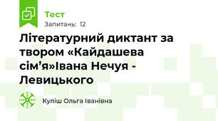 Літературний диктант за твором «Кайдашева сім’я»Івана Нечуя - Левицького