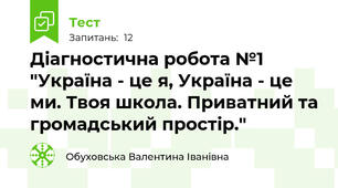 Діагностична робота №1 "Україна - це я, Україна - це ми. Твоя школа. Приватний та громадський простір."