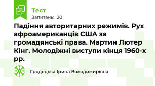Падіння авторитарних режимів. Рух афроамериканців США за громадянські права. Мартин Лютер Кінг. Молодіжні виступи кінця 1960-х рр. 