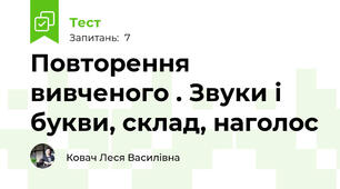 Повторення вивченого . Звуки і букви, склад, наголос