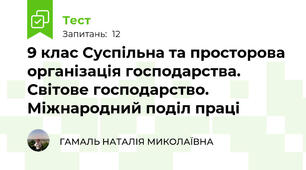9 клас Суспільна та просторова організація господарства. Світове господарство. Міжнародний поділ праці