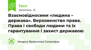 Взаємовідносини «людина – держава». Верховенство права. Права і свободи людини та їх гарантування і захист державою