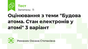 Оцінювання з теми "Будова атома. Стан електронів у атомі" 3 варіант