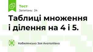 Таблиці множення і ділення на 4 і 5.