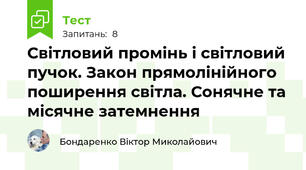 Світловий промінь і світловий пучок. Закон прямолінійного поширення світла. Сонячне та місячне затемнення