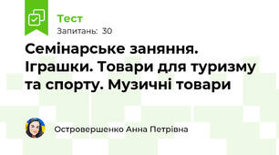 Семінарське заняння. Іграшки. Товари для туризму та спорту. Музичні товари