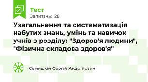Узагальнення та систематизація набутих знань, умінь та навичок учнів з розділу: "Здоров'я людини", "Фізична складова здоров'я"